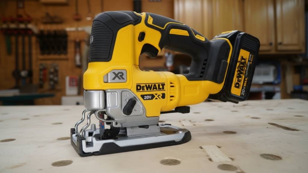 DEWALT 20V MAX jig saw DCS331B with battery attached for cordless operation