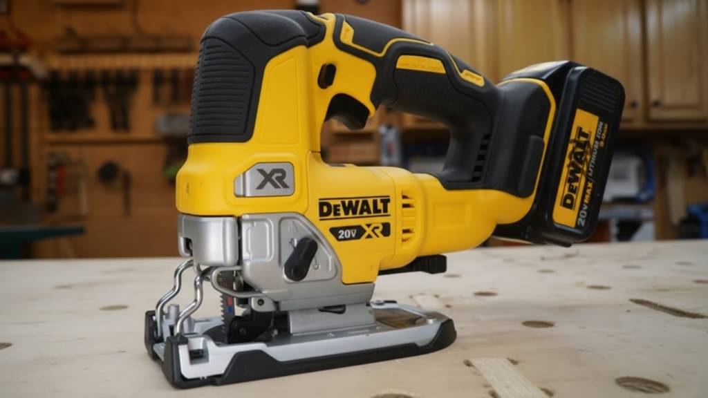Ergonomic handle and keyless blade clamp on DEWALT 20V MAX jig saw