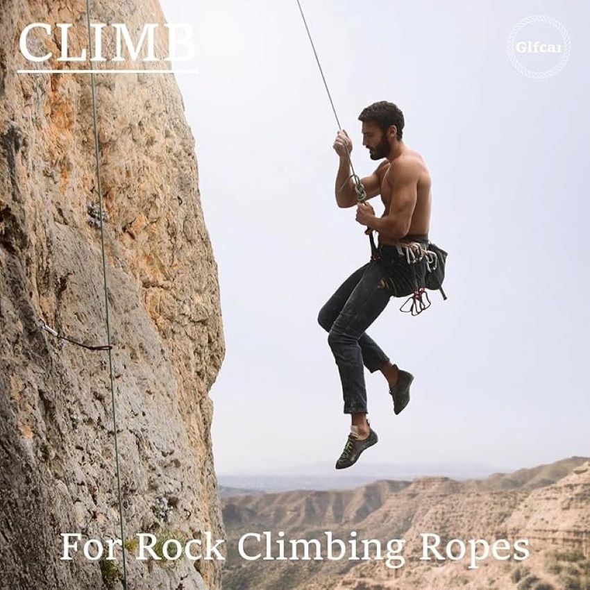 GLFCAI heavy-duty polyester bull rope coiled for rigging and tree work.