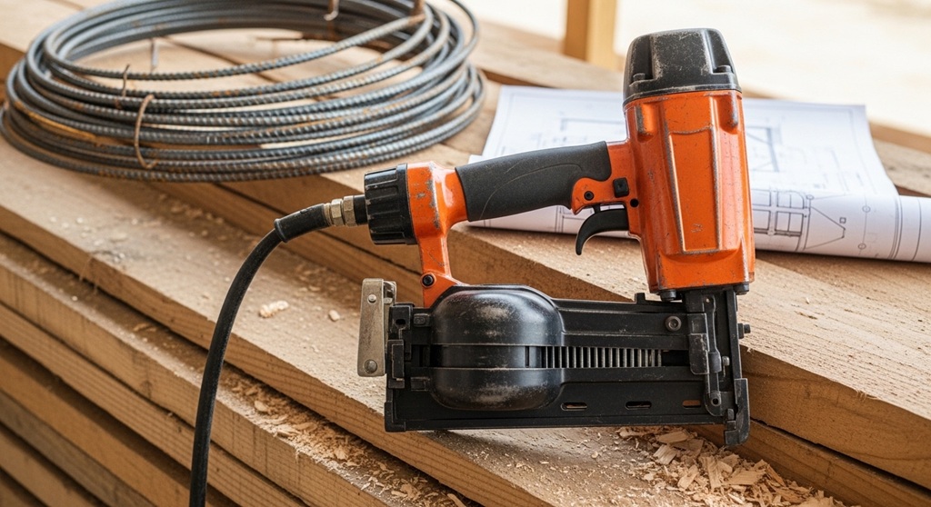 Step-by-step demonstration of framing nailer uses in construction