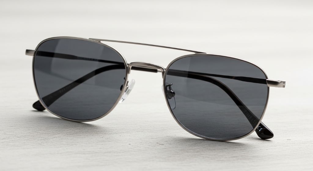 Affordable men's sunglasses with thin metal frames and tinted lenses