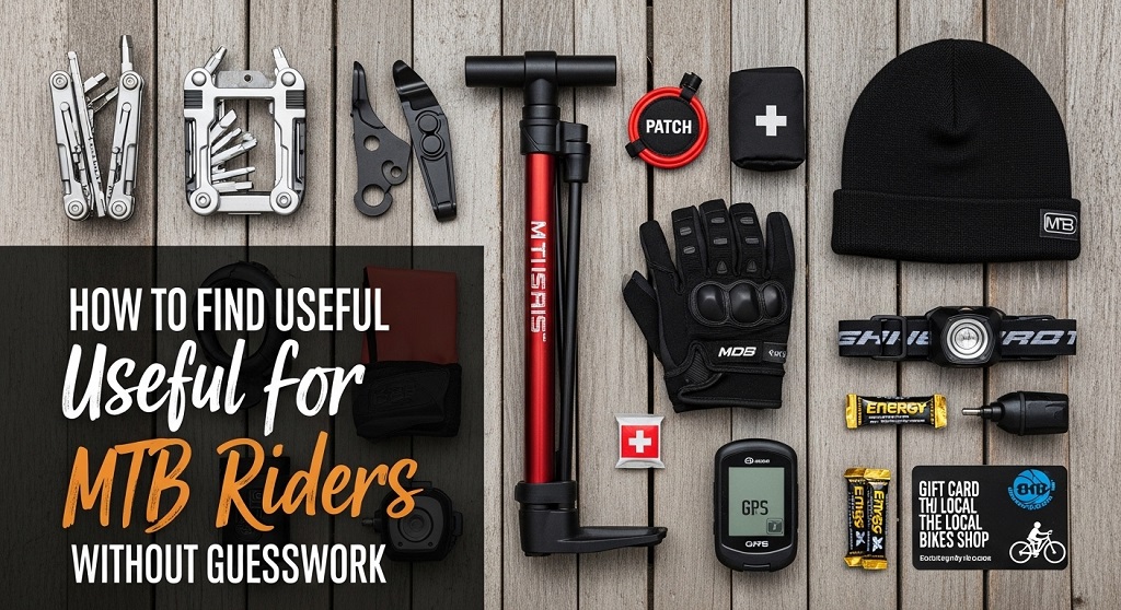 Mountain biker using hydration backpack on forest trail