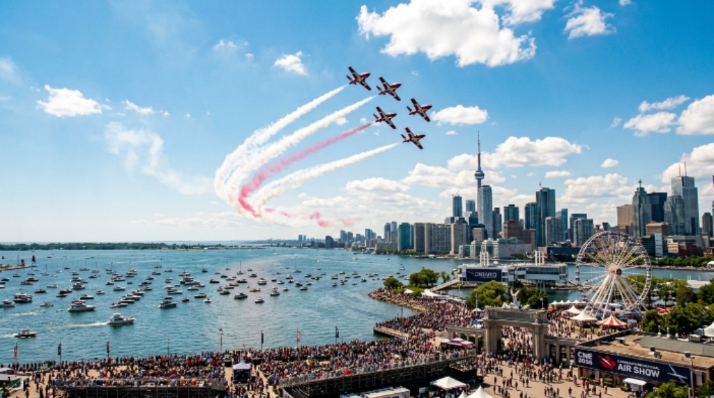 Canadian International Air Show flying over Lake Ontario at CNE 2026